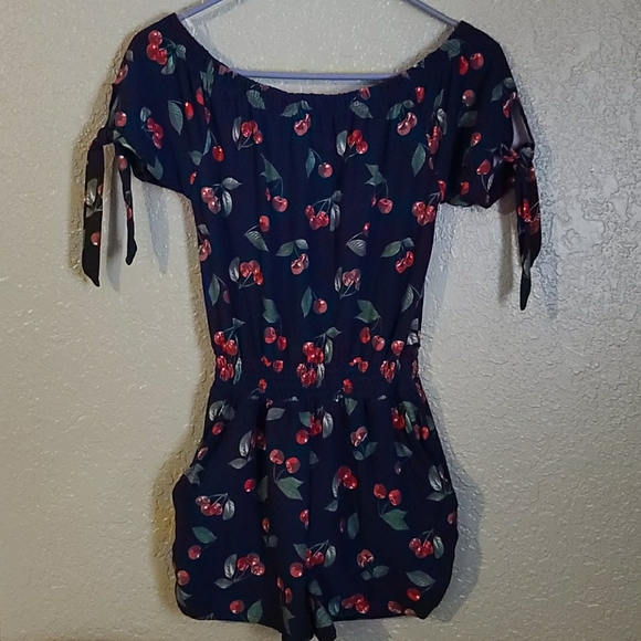 Derek Heart Pants - Cherry blue romper